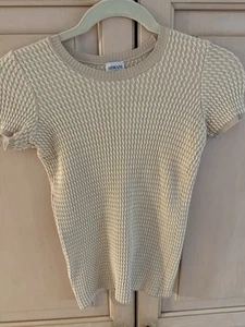 ARMANI COLLEZIONI beige/Ivory Cotton Ribbed Top sz S - Picture 1 of 5