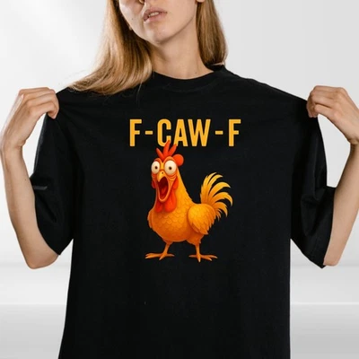 T-shirt F-Caw-F drôle poulet citation mème vintage unisexe tee top cadeau - Photo 1/4