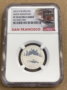 2013 S White Mountain Silver Quarter NGC PF 70 Ultra Cameo Trolley - Picture 1 of 2