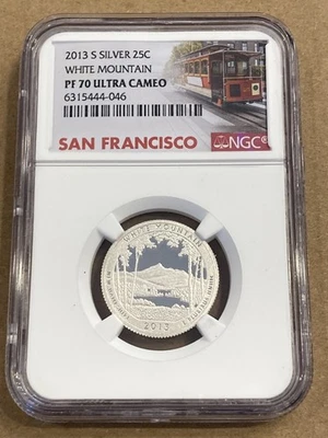 2013 S White Mountain Silver Quarter NGC PF 70 Ultra Cameo Trolley - Image 1 of 2