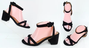 Vionic Rosabel Ankle Strap Bow Heeled Sandal Black Suede Sz 8.5 - Picture 1 of 14