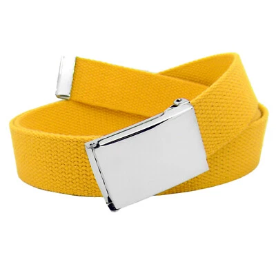 Build A Cinturón Para Hombre Plateado Abatible 1.25" Hebilla Ancha con Cinturón de Tela de Lona Foto 1 de 4