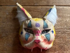 Maschera Therian per Gatti Clown Beige, Bianca e Multicolore con Feltro e Pelliccia - Foto 1 di 2