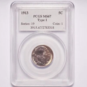 1913 Buffalo Nickel Type 1 PCGS MS67 - Picture 1 of 2