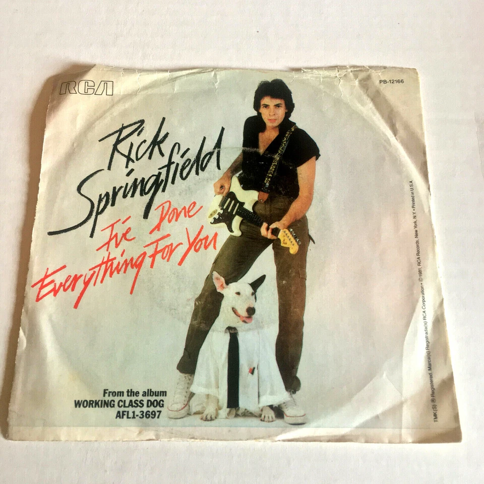 RICK SPRINGFIELD - I'VE DONE EVERTHING FOR YOU - 7" VINYL PIC COV 1ST PRESS MINT - Image 1 of 1