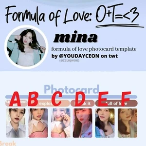MINA DOS VECES - Fórmula del Amor: O+T=<3 - Tarjeta fotográfica oficial PC JP - Imagen 1 de 14