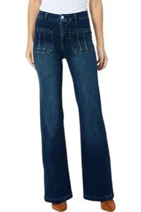G by Giuliana Women's G-Soft Denim Wide-Leg Trouser Dark Wash - Picture 1 of 1