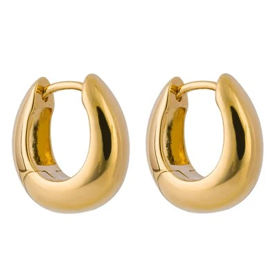 Round Hoop Huggie Earrings 9ct Yellow Gold Plated Hallmarked Brand New Boxed - Image 1 of 4