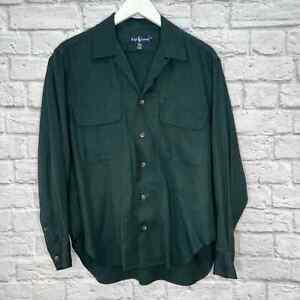 Vintage Womens Ralph Lauren Button Up Shirt Jacket Size 10 Long Sleeve Wool 