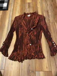 Jaipur Damen Gr. L Cinched Rüschen weinrot vorne offen Top - Bild 1 von 11