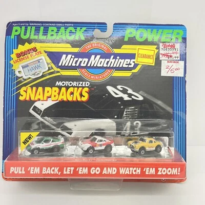 Galoob Vintage 1990 Micro Machines Motorized Snap Backs #3 w/HAWK Plate  NIP - Image 1 of 3