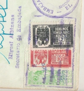 SPAIN Rare Consular Revenues Tied Diplomatic Doc. Cairo 1977-80 - Picture 1 of 2