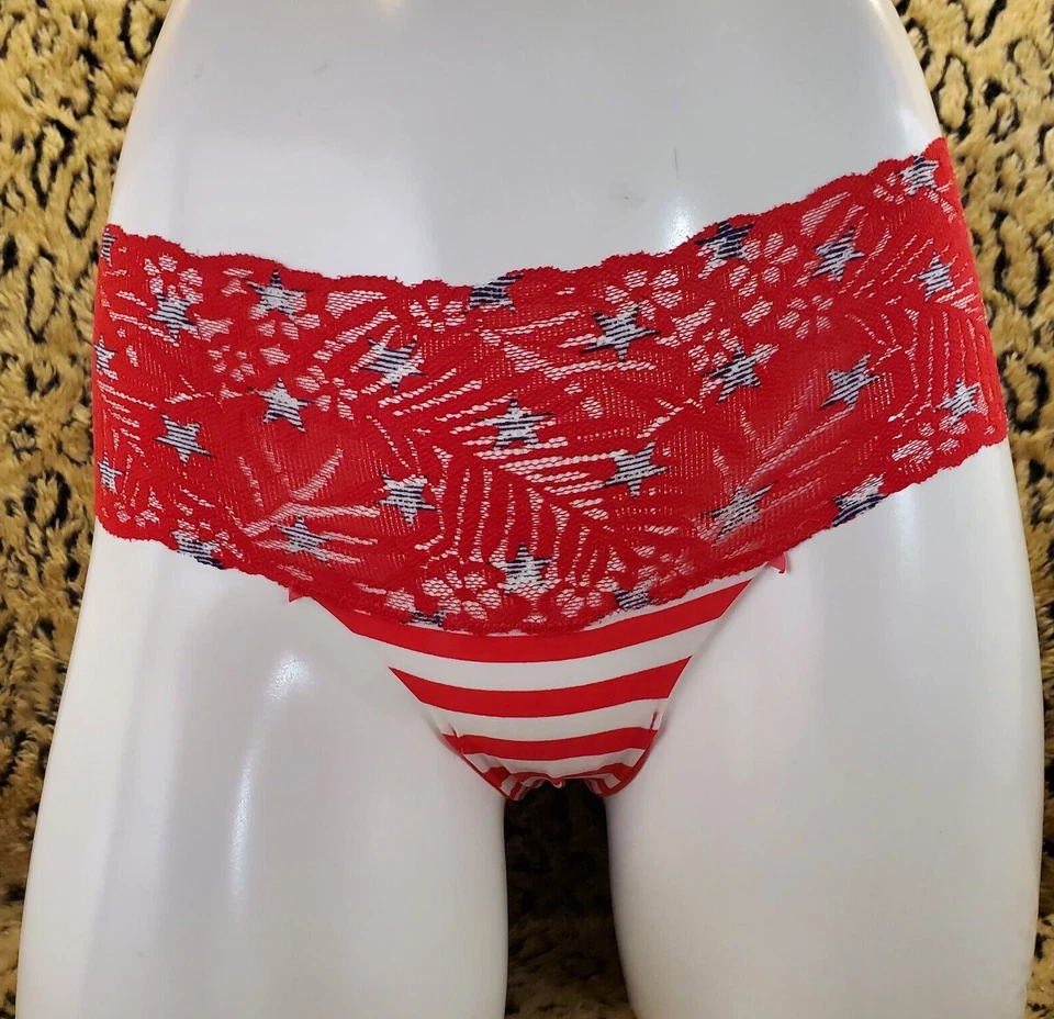 Victoria's Secret розовый красный звезды полоски заниженной Cheekster трусики S новый с Ярлыками сексуальный - Изображение 1 из 4