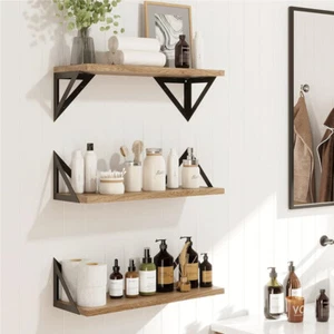 Wisfor 3PCS Wood Floating Shelves Rustic Farmhouse Wall Shelf Bedroom Bathroom - Picture 1 of 12