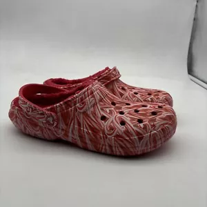 Crocs Classic Lined Candy Cane Clogs Men's Size 12 Red White Christmas Slip On - Picture 1 of 12