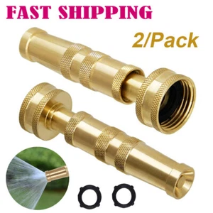2X 4" Solid Brass Garden Spray Nozzle, 4 Holes Adjustable Twist Water Hose US - Picture 1 of 12