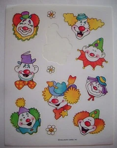 Partial sheet vintage 80's? Hallmark Clown faces stickers - Picture 1 of 1