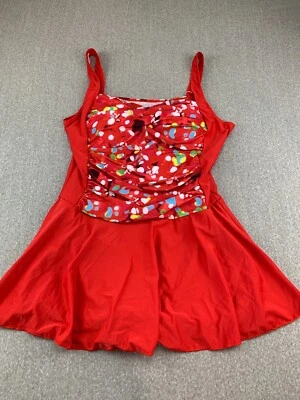 Traje de baño Ekouaer Tankini con falda 1 pieza para mujer talla XXL puntos rojos adelgazante playa diversión Foto 1 de 4