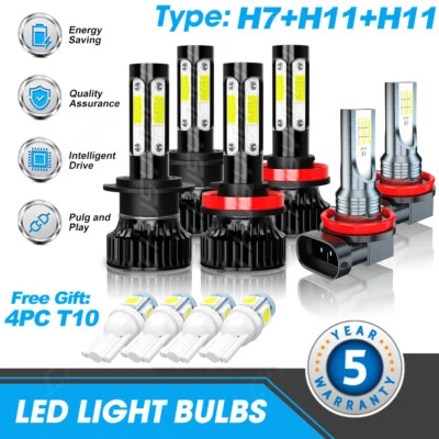 For Mazda 6 2009-2010 6PCS 6000k LED Headlight High&Low Beam Fog Light Bulbs Kit - Image 1 of 4