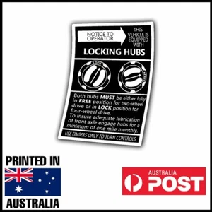 Landcruiser locking hub instructions decal sticker toyota ute 70 40 series - Picture 1 of 2