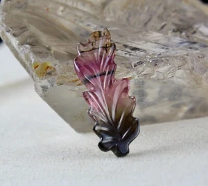 Natural Multi Tourmaline 13.80 Ct Carved Leaf Gemstone For Ring & Pendant - Picture 1 of 7