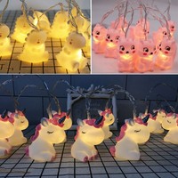 10 LED Cute Unicorn String Lights Fairy Battery Party Light Gift Warm White UK