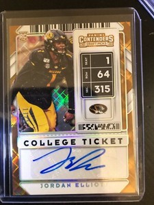 2020 Panini Contenders Draft Picks Jordan Elliot College Ticket Auto DIAMOND /15