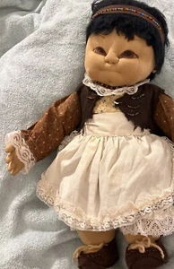 Vintage Folk Art Soft Doll Handmade Rag Doll Beaded Retro - Picture 1 of 17