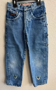 VTG RARE Oscarzor Casual trendy Tapered Leg Denim Jean Butterflies Embroidered 6 - Picture 1 of 21