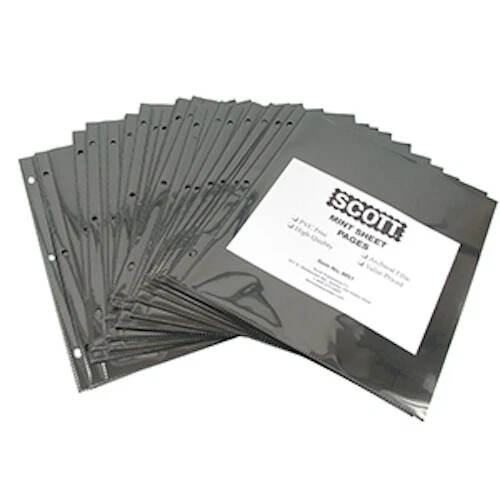 Páginas protectoras de hojas SCOTT como nuevas para álbumes de hojas completas - negras (paquete de 25) #MS1 Foto 1 de 1