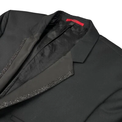 Hugo Boss Men's 100% Wool One-Button Sparkle Tuxedo Dinner Jacket Black • 44R US - Image 1 of 4