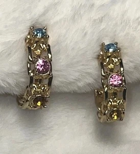 Sarah Coventry Geburtsstein goldfarbene mehrfarbige Ohrclips Nachlass - Bild 1 von 12