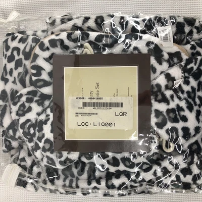 Concierge Collection Throw & Bootie Set Soft Plush White Leopard print - Image 1 of 4