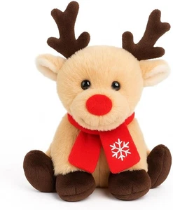 Peluche natalizio renna Rodolph coccoloso morbido riempito giocattolo regalo di Natale 15 cm - Foto 1 di 4