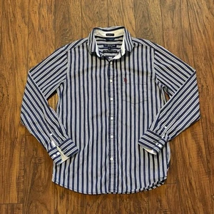 US Polo Assn Mens Button Up Size M Blue Stripe Long Sleeve Tailored Fit Collared - Picture 1 of 18