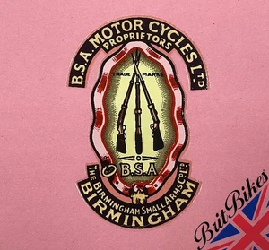 BSA PILED ARMS TRANSFER OIL TANK DECAL BANTAM CLASSIC MOTORCYCLE 1953+ 40X60mm - Picture 1 of 3