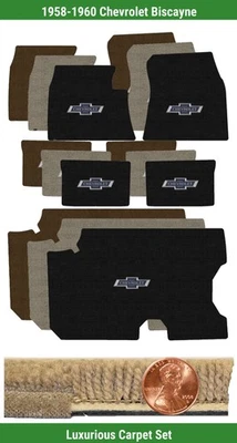 Juego de alfombrillas de lujo personalizadas para Chevrolet Biscayne 58-60 con logotipo (5 piezas) #6CO Foto 1 de 4