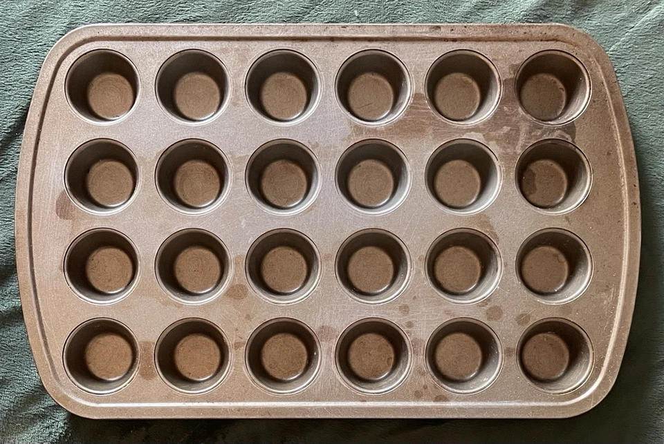 Vintage 1980's Commercial Steel 24 Mini Muffin Bake Pan Miniature Cupcakes Tarts - Image 1 of 2