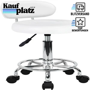 Rollhocker mit Fußstütze | Höhenverstellbar | PU-Leder Sitz - Bild 1 von 8