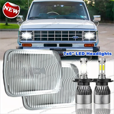 Par de faros LED cuadrados de haz alto/bajo blancos de 5x7" 7x6" para Ford Bronco 1978-1986 Foto 1 de 4
