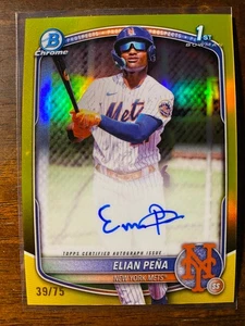 2025 Bowman Chrome Elian Pena #CPA-EP 1st Prospect Yellow Refractor Auto /75 - Bild 1 von 2