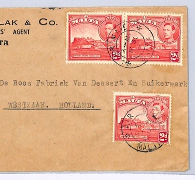 MALTA Cover NETHERLANDS Westzaan 1948{samwells-covers}XK97 - Image 1 of 4