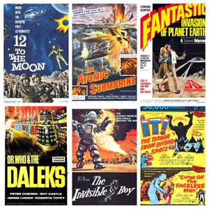 Vintage Science Fiction Film Posters A3 Classic Movie Wall Art Decor Wall Room 