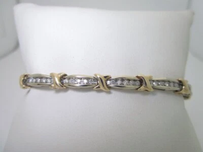 2 Ct Round Cut Moissanite Tennis Pretty Bracelet 7" In 14K Two-Tone Gold Plated - Image 1 of 4