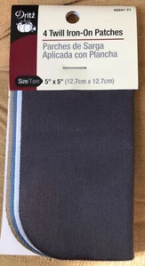 Iron-On Twill Patches 5"X5" 4/Pkg Assortment Grey White Blue Khaki 55241-71 - Picture 1 of 3