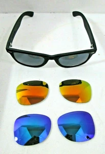 Occhiali da sole lenti intercambiabili set 3 protezioni UV nero opaco nuovi scatola plastica - Foto 1 di 16