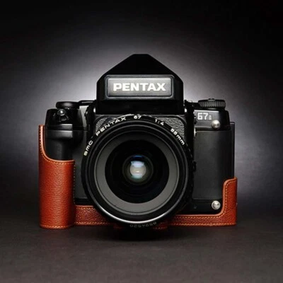 Handmade Genuine Leather Camera Cover Half Case Bag For Pentax 67ii - Image 1 of 4