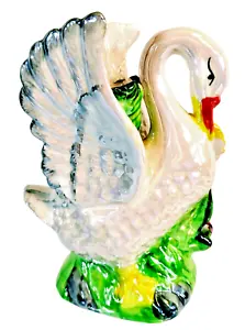 Lusterware Mid Century Modern Swan Candlestick Holder Shabby Chic With Candle - Picture 1 of 17