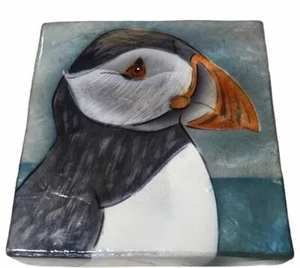 Caja concha Capiz de frailecillo cuadrada pintada a mano 4" - Imagen 1 de 5
