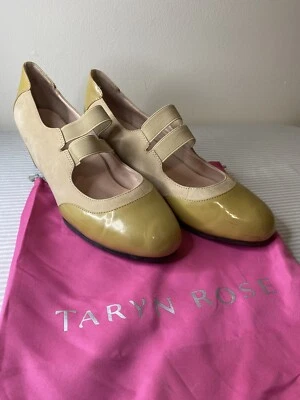 TARYN ROSE Cuña de charol y gamuza beige nude - Talla US 7 - NUEVA SIN CAJA Foto 1 de 4